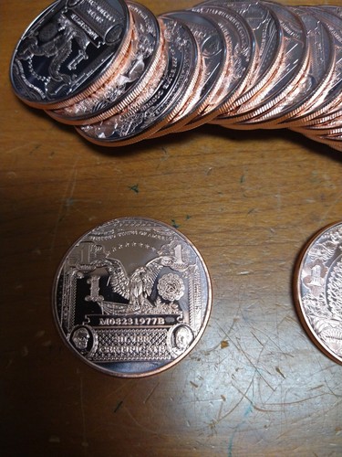 COPPER ROUND 1 OUNCE BANKNOTE $1.00 design LOT OF 20- .999 COPPER BULLION- - Picture 2 of 3