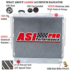 ASI 3 Row Aluminum Radiator fit 86-92 Jeep Grand Cherokee Commander 2.5L 2.8L V6
