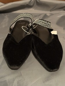 Black Shoes A New Day Maxine Rhinestones Velvet Slip On Flats Select Sizes 6