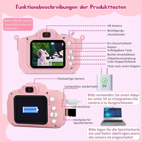 32GB Sofortbildkamera Kinderkamera Digital Kamera Fotoapparat Fr Kinder 1080p HD - Bild 13 von 14