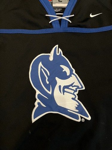 Vintage Nike Duke Blue Devils Hockey Jersey Men Large Black - Picture 2 of 6