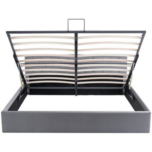 Polsterbett Doppelbett 180x200 cm mit Stauraum Bettkasten Lattenrost Samt Grau - Bild 5 von 12