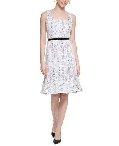 Karl Lagerfeld Paris Damen Etuikleid schwarz-weiß Strick Jacquard ärmellos - Bild 15 von 16