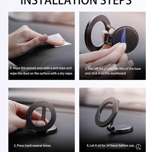 Soporte magnético para teléfono de automóvil tablero de instrumentos plegable giratorio soporte de montaje para iPhone EE. UU. - Imagen 10 de 12