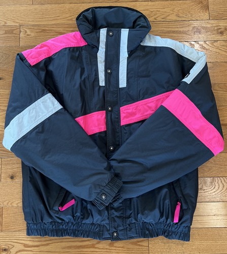 Vintage CB Sports Insulated Mens Winter Ski Jacket Gray/Pink/White XL Thermotech - Picture 6 of 15