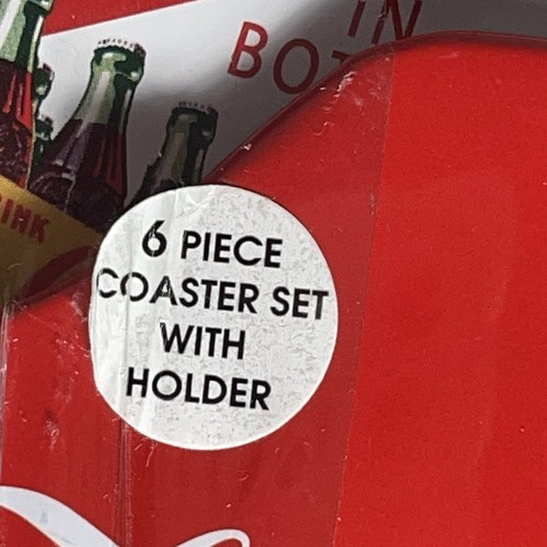 Set of 6 Pieces Coca-Cola Tin Coaster Set With Holder 4" Stackable Brand New - Picture 16 of 18