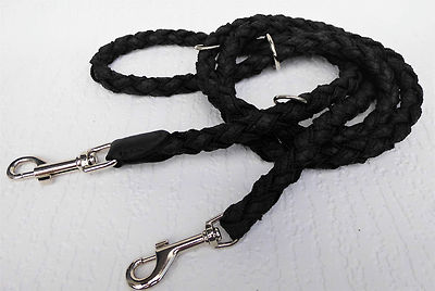 Runde HUNDELEINE geflochten, 185cm/12mm, 3xverstellbar Echt LEDER *SCHWARZ*  1065 | eBay.de