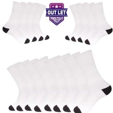 Wholesale Bulk Lots Men's White/Black Casual Sports Cotton Crew Socks 9-11,10-13