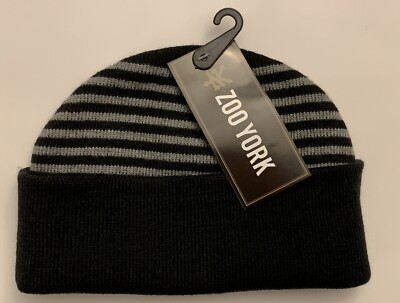 ZOO YORK Men's Beanie Cap Black & Gray Stripes with ZOO YORK Men's Beanie Cap Black & Gray Stripes with