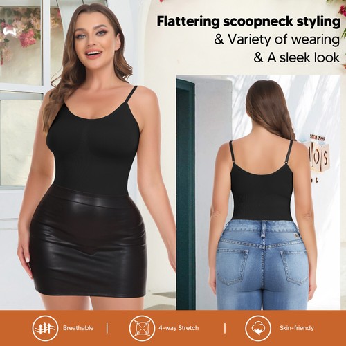 Women Tummy Control Body Sculpting Shaper Thong Seamless Bodysuit Top Shapewear - Picture 6 of 61