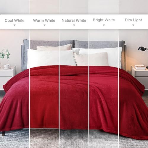 Queen Size Flanell Fleecedecke, superweiche Queen (90x90 Zoll) tiefrot - Bild 7 von 7