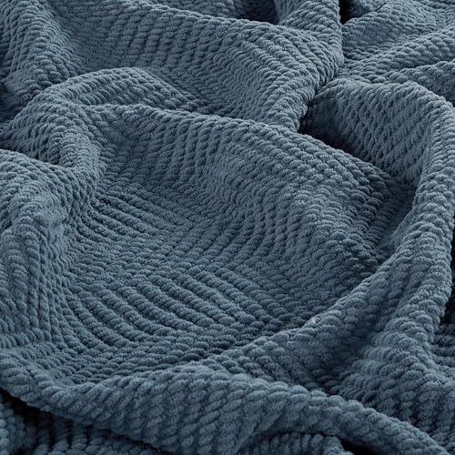 Knitted Tweed Throw Couch Cover Blanket, 50 x 60, Blue Wing Teal - Picture 5 of 7