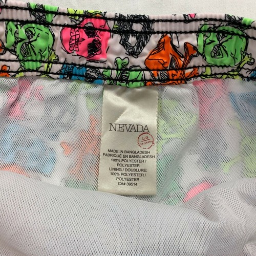 Nevada Boys Size Large Multi-colored Skulls All Over Print Mesh Swim Trunks - Picture 2 of 3