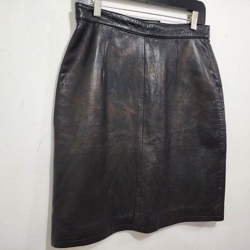 Vintage Saks Fifth Ave Folio Collection Genuine Leather Mini Skirt Black Size 10 - Picture 3 of 20