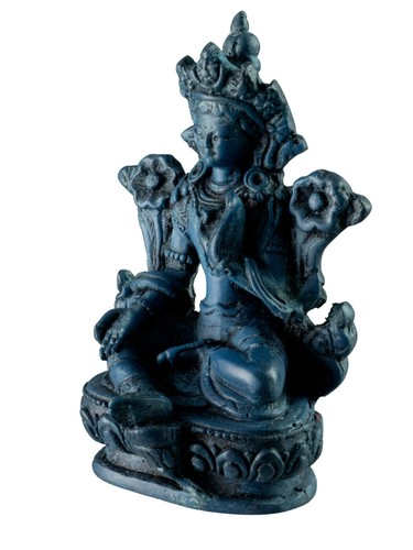 Green Tara Goddess Statue in Resin Blue Buddha 10 cm - 3139 - Picture 4 of 6