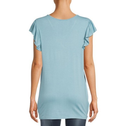 Time And Tru Women's Maternity Knot Front T-Shirt, Blue, X-Large 16-18 - Picture 5 of 6