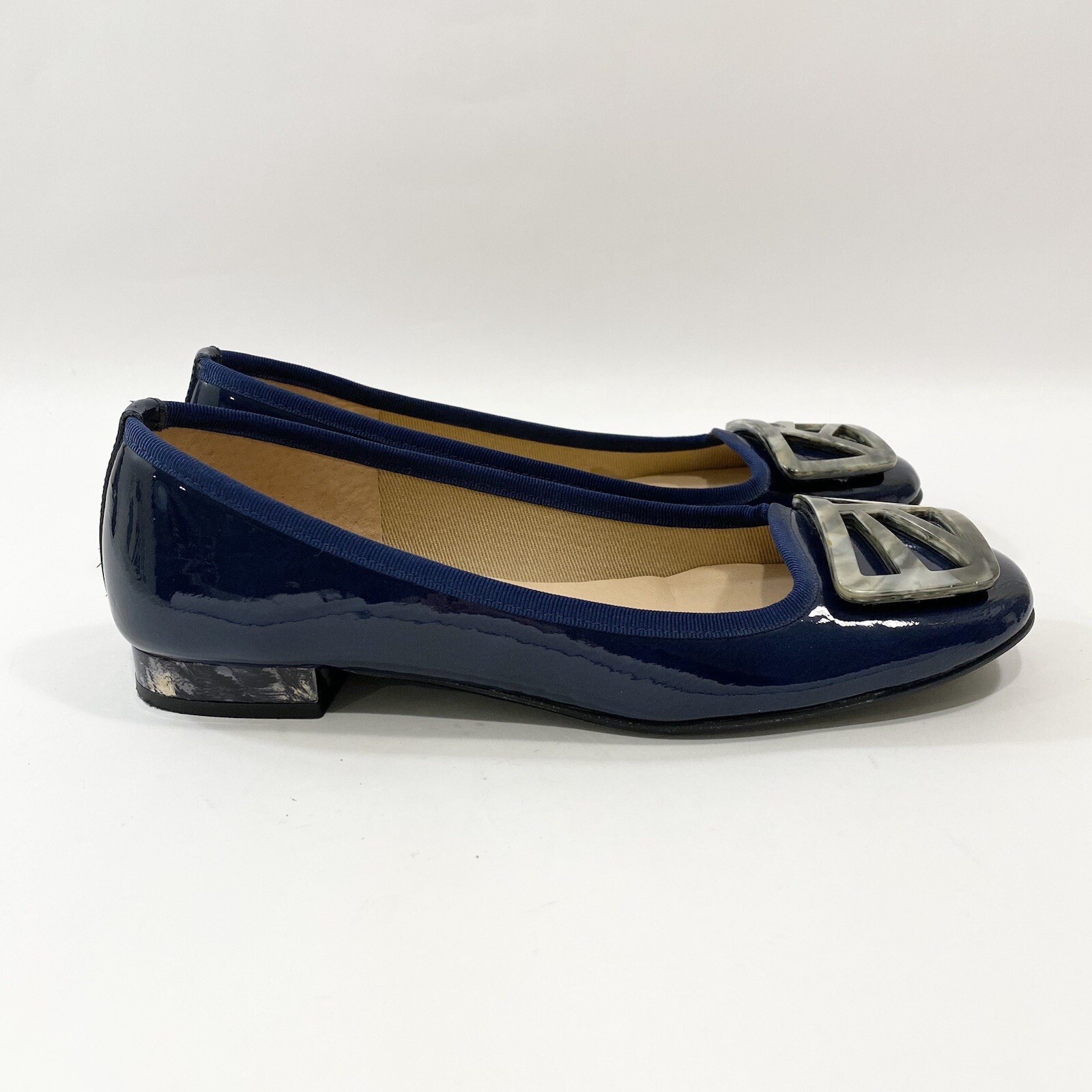SAOLA Ballerine Talismano Suola Francese FS NY Donna US 6 Navy Pelle Verniciata *Leggi*