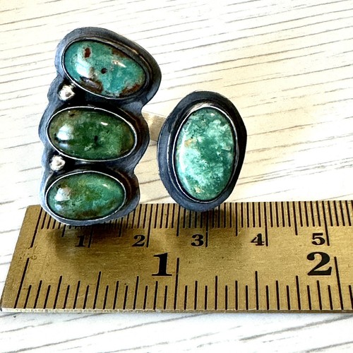 Navajo Royston Türkis Ring Gr. 8 umgekehrt offen verstellbar signiert E Thompson - Bild 5 von 13