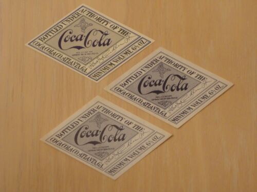 Set of Three Variations Of The Original 1960s Coca Cola 1907 Diamond Paper Label - Afbeelding 1 van 5