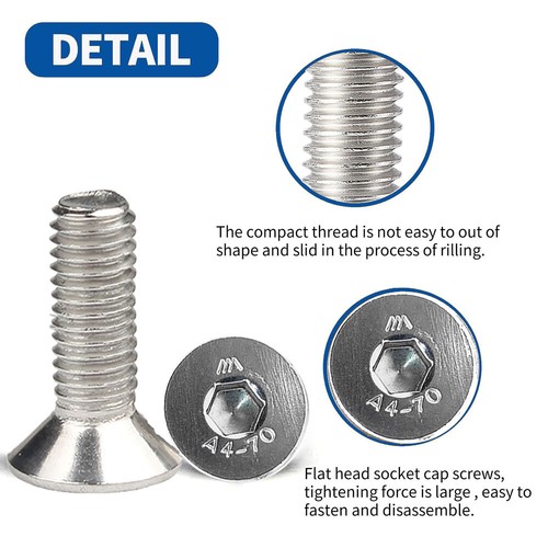 M2 M2.5 M3-M10 A4 Stainless Steel Allen Hex Socket Countersunk Head Screws Bolts - Picture 5 of 126
