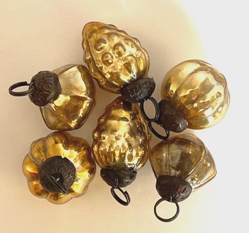 Creative Co-Op 6 adornos dorados de vidrio de mercurio aspecto vintage 1" - 1 1/2" - Imagen 3 de 8