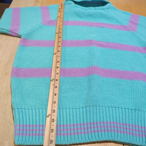 Mississippi Banks Vintage Women's Sweater size S 42 Teal Lavender Stripes - Picture 12 of 13