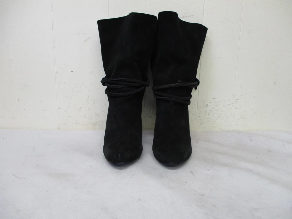 Botas Ecote negras de gamuza de cuero con corbata a media pantorrilla de tacón alto para mujer talla 10 M Foto 2 de 4