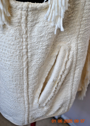 ISABEL MARANT Heavy Cream Panelled Fringed Vest with Hood & Pockets Size 10 - Picture 6 of 6