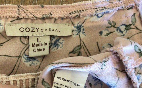 Cozy Casual Womens Pink Floral Ruffled Cami Tank Top Size Large - Bild 6 von 6