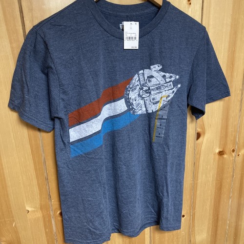 Star Wars Mens T-Shirt Small Crew Neck Gray Millennium Falcon Short Sleeve - Picture 1 of 4