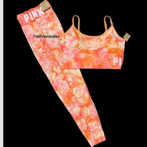 Set reggiseno Victorias Secret ROSA senza cuciture allenamento vita alta aderente e foderato lungo - Foto 5 di 10