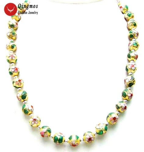 12mm Round White Cloisonne Necklace for Women 20" Long Necklace China Jewelry - Picture 20 of 32