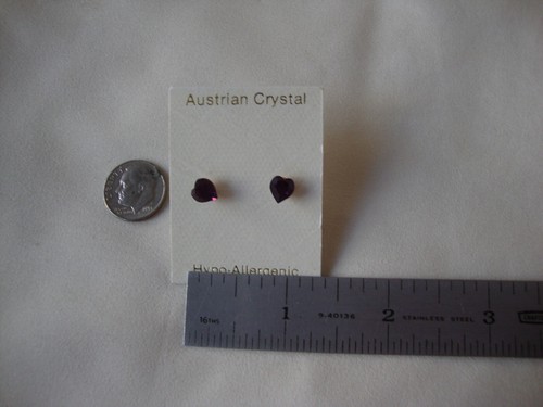 VINTAGE ÖSTERREICHISCHER KRISTALL LILA HERZ OHRSTECKER "Nur ein Hauch von Süße!" - Bild 5 von 8