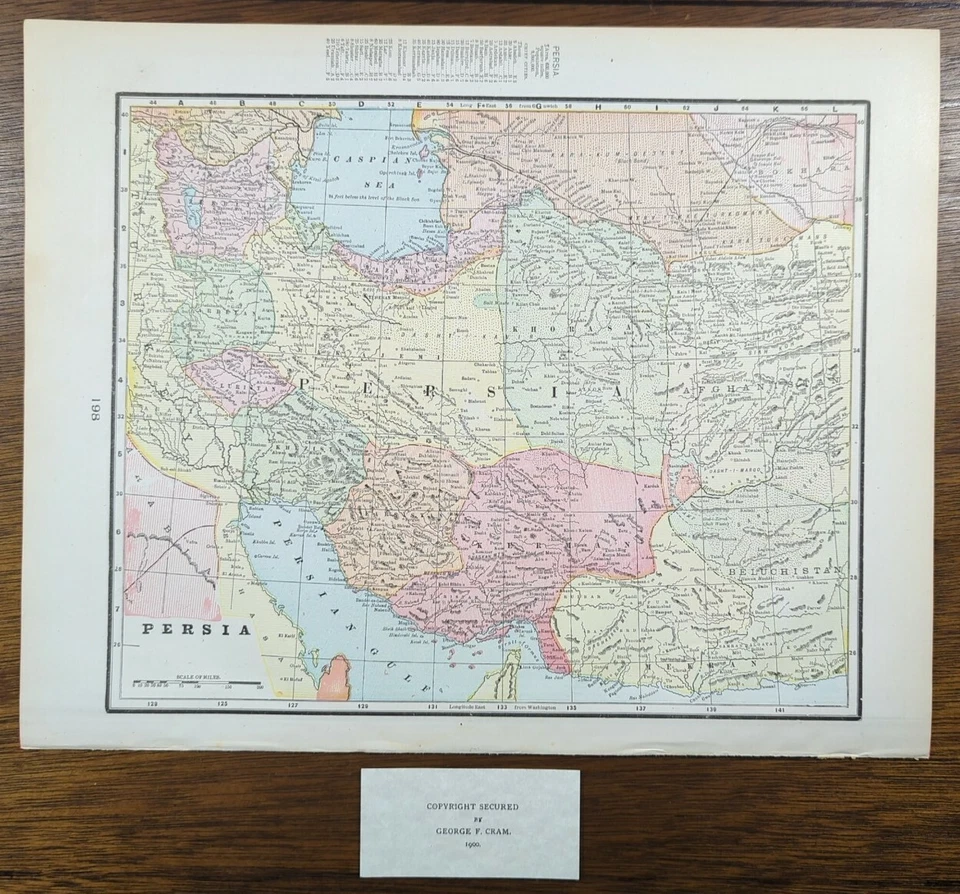 复古 1900 年 PERSIA 地图 14 英寸 x 11 英寸老式原版爱尔兰爱尔兰阿富汗土耳其 — 第 2/4 张图片