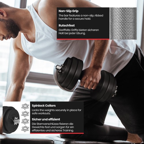Physionics® Zestaw hantli krótkich 30kg Hantle Obciążniki Zestaw hantli Hantle krótkie - Zdjęcie 5 z 12