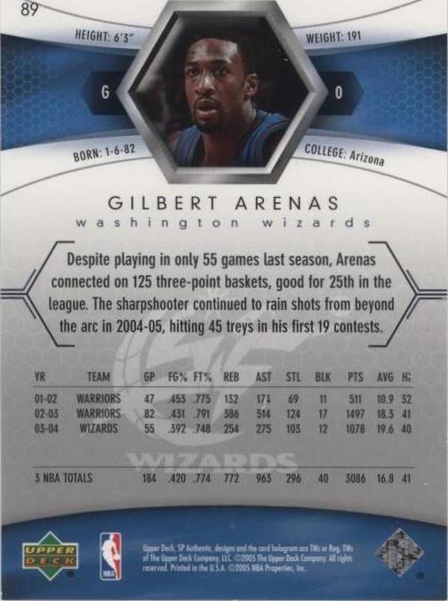 2004-05 SP Authentic - Gilbert Arenas #89