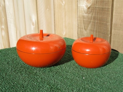 2er Set Laurids Lønborg Melamin Apfel Behälter Boxen MCM Space Age Orange - Bild 3 von 9