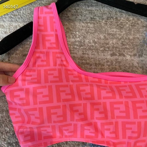 Costume da bagno Fendi ritagliato pezzo unico rosa/arancione logo FF taglia L - Foto 3 di 4