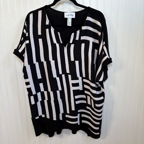 Joseph Ribkoff 231157 Black & Beige Abstract Geometric Print Blouse Plus Size 20 - Picture 3 of 7