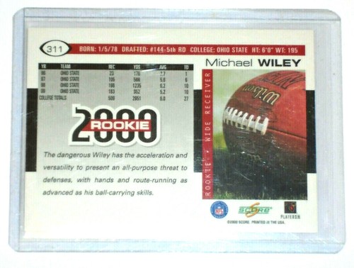 2000 Score Football Card #311 Michael Wiley Rookie - Picture 2 of 12