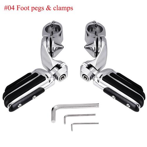 1-1/4" Crash Bar Rear Passenger Highway Duty Foot Pegs Rest Pedal Footpeg Mounts - Picture 20 of 21