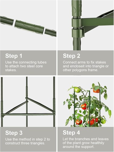 Space-Saving 12-Pack Tomato Cages with Adjustable Arms for Easy Plant Support - Picture 9 of 10