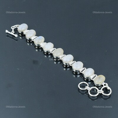Easter Deal Rainbow Moonstone Stone 925 Silver Sister Chain New Bracelet Jewelry