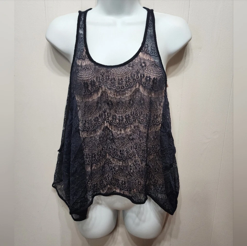 Camiseta sin mangas Kirra XS en capas negra rosa informal sin mangas verano B558 Foto 2 de 4