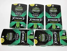 LOT (5) SCHICK XTREME 3 SENSITIVE DISPOSABLE RAZORS 3 BLADES MEN TOTAL 20 RAZORS