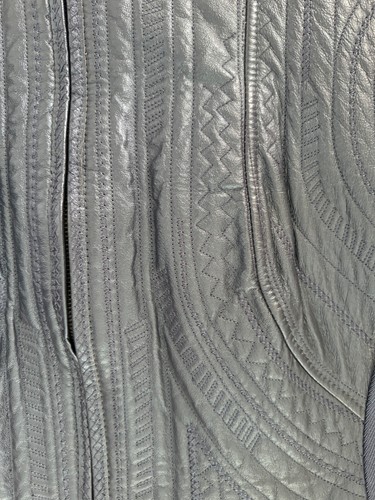 Peter Nygard Collection Blue 100% Leather Knit Zip Jacket Women's SIZE MEDIUM - Picture 6 of 9