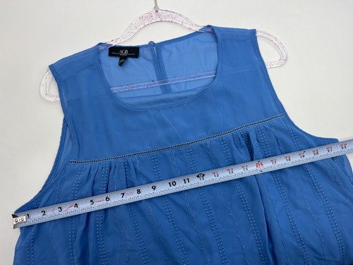 AGB Blouse Women's 2X Top Light Blue Puckered Bodice Lined - Picture 8 of 9