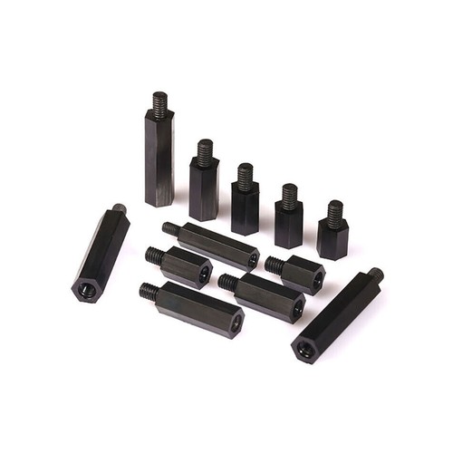 Black Male-Female Nylon Spacer Hex Column Standoff Support Screw / Nut M3-M4 - Picture 6 of 6