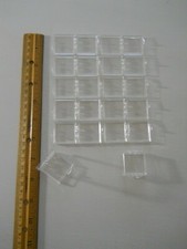 PLASTIC DISPLAY/STORAGE HINGED BOXES 1-1/8" x 1-1/8" x 3/8" , 12 BOXES  NEW 