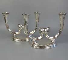 WMF IKORA Candelabras. Silver plated. Two arm candle holders x 2. Vintage.